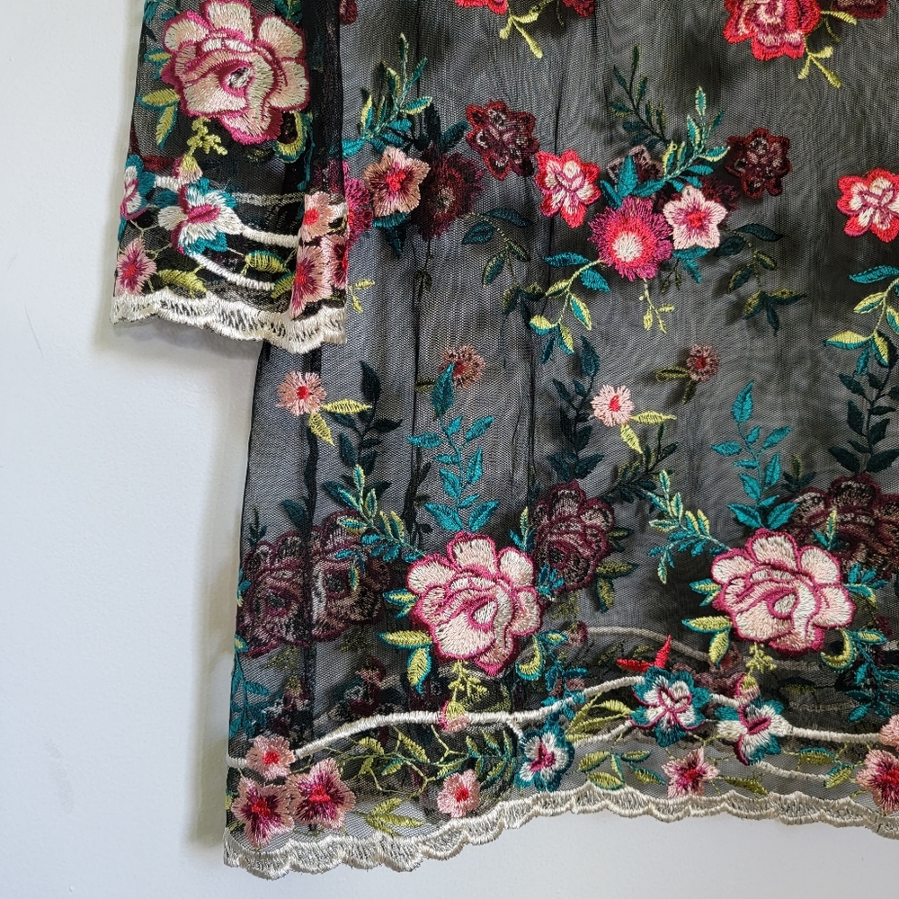 NEW Xhilaration black sheer mesh floral dress, S - Picture 4 of 4